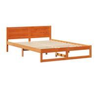 Berkfield Modern Bed Frame Wax Brown Solid Pine Wood 150 X 200 Cm Rectangular