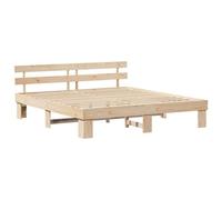 Berkfield Modern Bed Frame With Headboard 200X200 Cm Solid Wood Pine