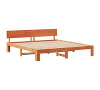 Berkfield Modern Bed Frame With Headboard Wax Brown 180X200 Cm Solid Pine Wood