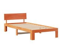 Berkfield Modern Bed Frame With Headboard Wax Brown 90X190 Cm Solid Pine Wood