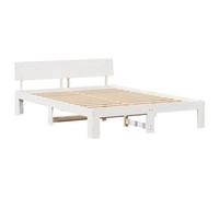 Berkfield Modern Bed Frame With Headboard White 150X200 Cm Solid Pine Wood