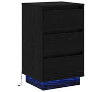 Berkfield Modern Bedside Cabinet With Led Black Oak 39X34.5X65 Cm Engineered Wood
