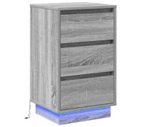 Berkfield Modern Bedside Cabinet With Led Grey Sonoma 39X34.5X65 Cm Engineered Wood