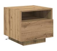 Berkfield Modern Bedside Cabinet With Led Lights Artisan Oak 40X39X37 Cm
