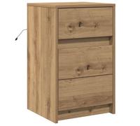 Berkfield Modern Bedside Cabinet With Led Lights Artisan Oak Engineered Wood