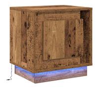 Berkfield Modern Bedside Cabinet With Led Lights Old Wood 44X34,5X45 Cm