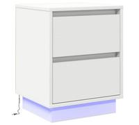 Berkfield Modern Bedside Cabinet With Led Lights White 39X34.5X50 Cm