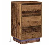 Berkfield Modern Bedside Cabinet With Led Old Wood 39X34.5X65 Cm Engineered Wood