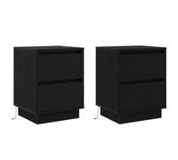Berkfield Modern Bedside Cabinets With Led Lights 2 Pcs Black 39X34.5X50 Cm