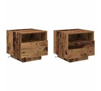 Berkfield Modern Bedside Cabinets With Led Lights 2 Pcs Old Wood 40X39X37 Cm