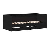 Berkfield Modern Black Oak Daybed With Drawers Black Oak Engineered Wood 90 X 200 Cm