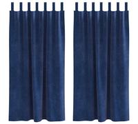 Berkfield Modern Blackout Curtains With Hanging Loops 2 Pcs Dark Blue Velvet