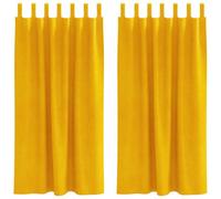 Berkfield Modern Blackout Curtains With Hanging Loops 2 Pcs Mustard Yellow Velvet