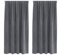 Berkfield Modern Blackout Curtains With Top Tape 2 Pcs Super Light Grey Velvet