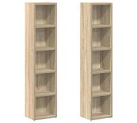Berkfield Modern Cd Cabinets 2 Pcs Sonoma Oak 21X16X93.5 Cm Engineered Wood