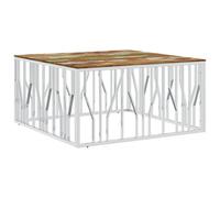 Berkfield Modern Coffee Table Silver Stainless Steel And Solid Wood Reclaimed