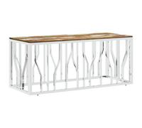 Berkfield Modern Coffee Table Silver Stainless Steel And Solid Wood Reclaimed