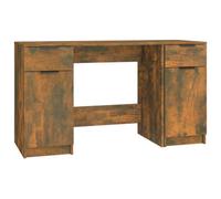 Berkfield Modern Desk With Side Cabinet Smoked Oak Engineered Wood