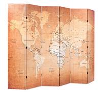 Berkfield Modern Folding Room Divider 228X170 Cm World Map Yellow