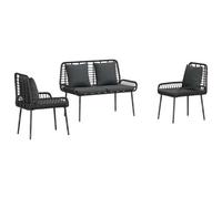 Berkfield Modern Garden Dining Set 3 Pcs Poly Rattan, Steel