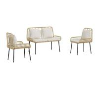 Berkfield Modern Garden Dining Set 3 Pcs Poly Rattan, Steel