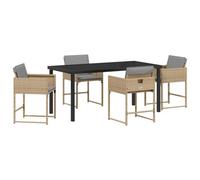 Berkfield Modern Garden Dining Set 5 Pcs Beige Poly Rattan