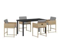 Berkfield Modern Garden Dining Set 5 Pcs Beige Poly Rattan