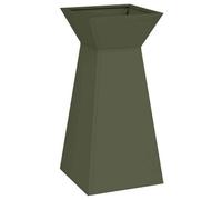 Berkfield Modern Garden Pillar Planter With Bowl Olive Green 35X35X73 Cm Steel