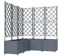 Berkfield Modern Garden Planter With Trellis 5 Pcs Light Grey 120X120X143 Cm