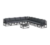 Berkfield Modern Garden Sofa Set With Cushion 10 Pcs Black Aluminium