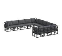 Berkfield Modern Garden Sofa Set With Cushion 11 Pcs Black Aluminium