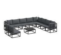 Berkfield Modern Garden Sofa Set With Cushion 11 Pcs Black Aluminium