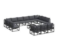 Berkfield Modern Garden Sofa Set With Cushion 14 Pcs Black Aluminium