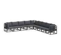 Berkfield Modern Garden Sofa Set With Cushion 9 Pcs Black Aluminium