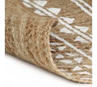 Berkfield Modern Handmade Rug Jute With White Print 120 Cm