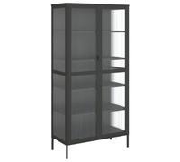 Berkfield Modern Highboard Black 85X40X180 Cm Glass And Steel