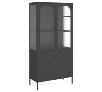 Berkfield Modern Highboard Black 90X40X180 Cm Glass And Steel