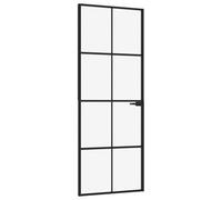 Berkfield Modern Interior Door Black 76X201.5 Cm Tempered Glass&aluminium