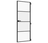 Berkfield Modern Interior Door Slim Black 76X201.5 Cm Tempered Glass And Aluminium