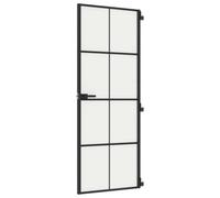 Berkfield Modern Interior Door Slim Black 76X201.5 Cm Tempered Glass And Aluminium