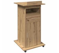 Berkfield Modern Lectern Podium With Wheels Artisan Oak Engineered Wood