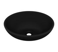 Berkfield Modern Luxury Basin Oval-Shaped Matt Black 40X33 Cm Ceramic