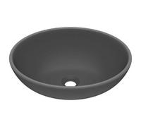 Berkfield Modern Luxury Basin Oval-Shaped Matt Dark Grey 40X33 Cm Ceramic