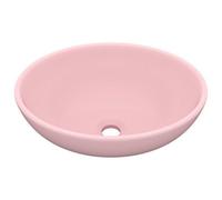 Berkfield Modern Luxury Basin Oval-Shaped Matt Pink 40X33 Cm Ceramic