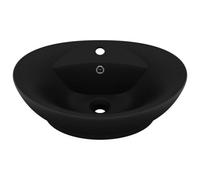 Berkfield Modern Luxury Basin Overflow Oval Matt Black 58.5X39 Cm Ceramic