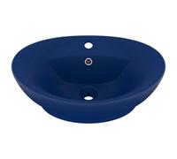 Berkfield Modern Luxury Basin Overflow Oval Matt Dark Blue 58.5X39 Cm Ceramic