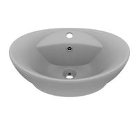 Berkfield Modern Luxury Basin Overflow Oval Matt Light Grey 58.5X39 Cm Ceramic