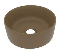 Berkfield Modern Luxury Wash Basin Round Matt Cream 40X15 Cm Ceramic