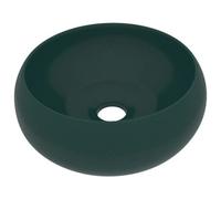 Berkfield Modern Luxury Wash Basin Round Matt Dark Green 40X15 Cm Ceramic