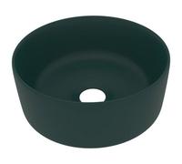 Berkfield Modern Luxury Wash Basin Round Matt Dark Green 40X15 Cm Ceramic